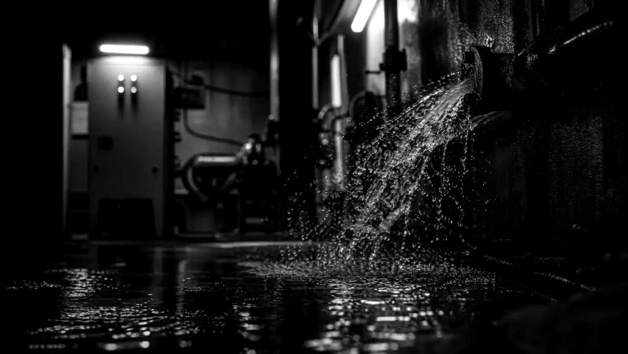 Pérdida de agua en la sala de máquinas de un edificio